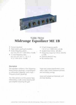 Буклет Tube-Tech Midrange Equalizer ME 1B, 55-961, Баград.рф